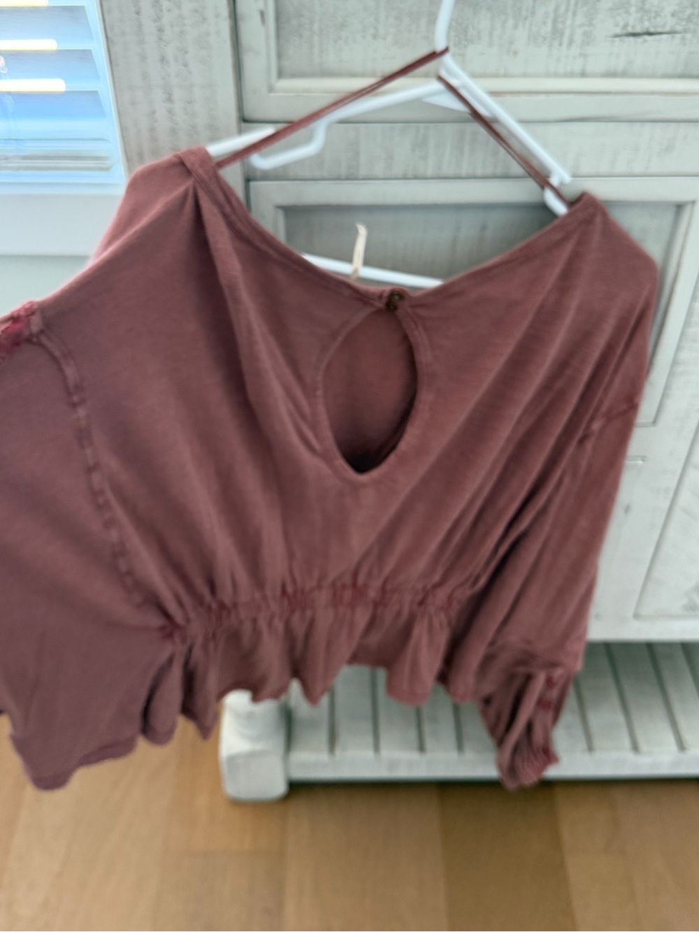 Free People Boho Lace-Inset Peasant Top in Dusty Rose - Picture 2 of 4